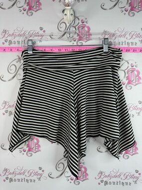 Red bugs skirt fairy Black and White Striped Mini Skirt y2k Handkerchief Hem